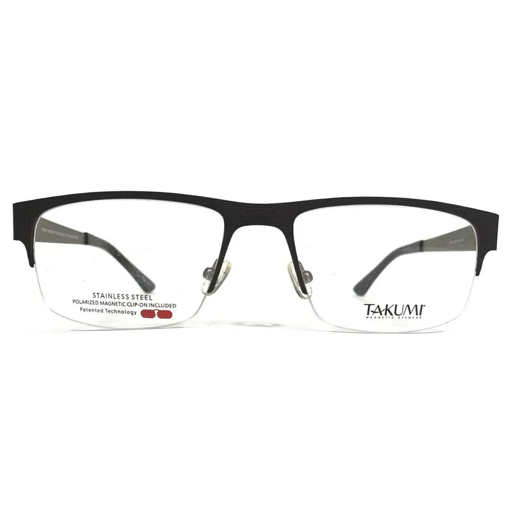 Takumi Eyeglasses Frames TK1102 10 Brown Grey Square Half Rim 57-19-145